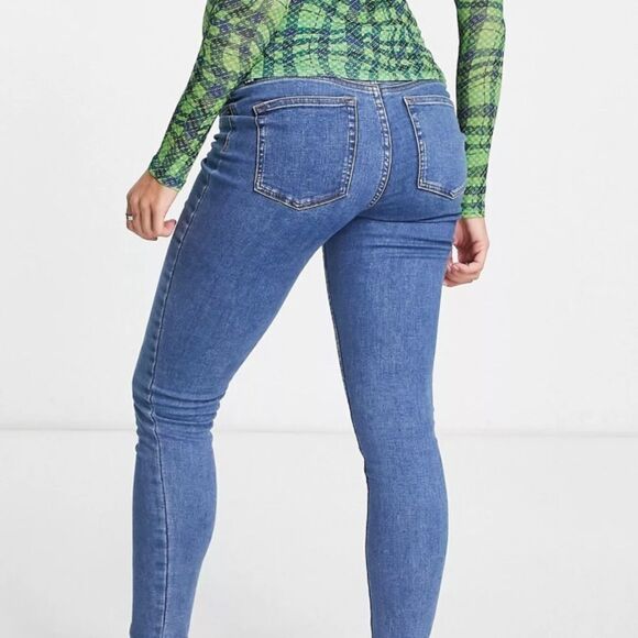 ASOS DESIGN Maternity skinny jeans in mid blue with over bump 12/32 NWT IN PKG - Picture 3 of 7